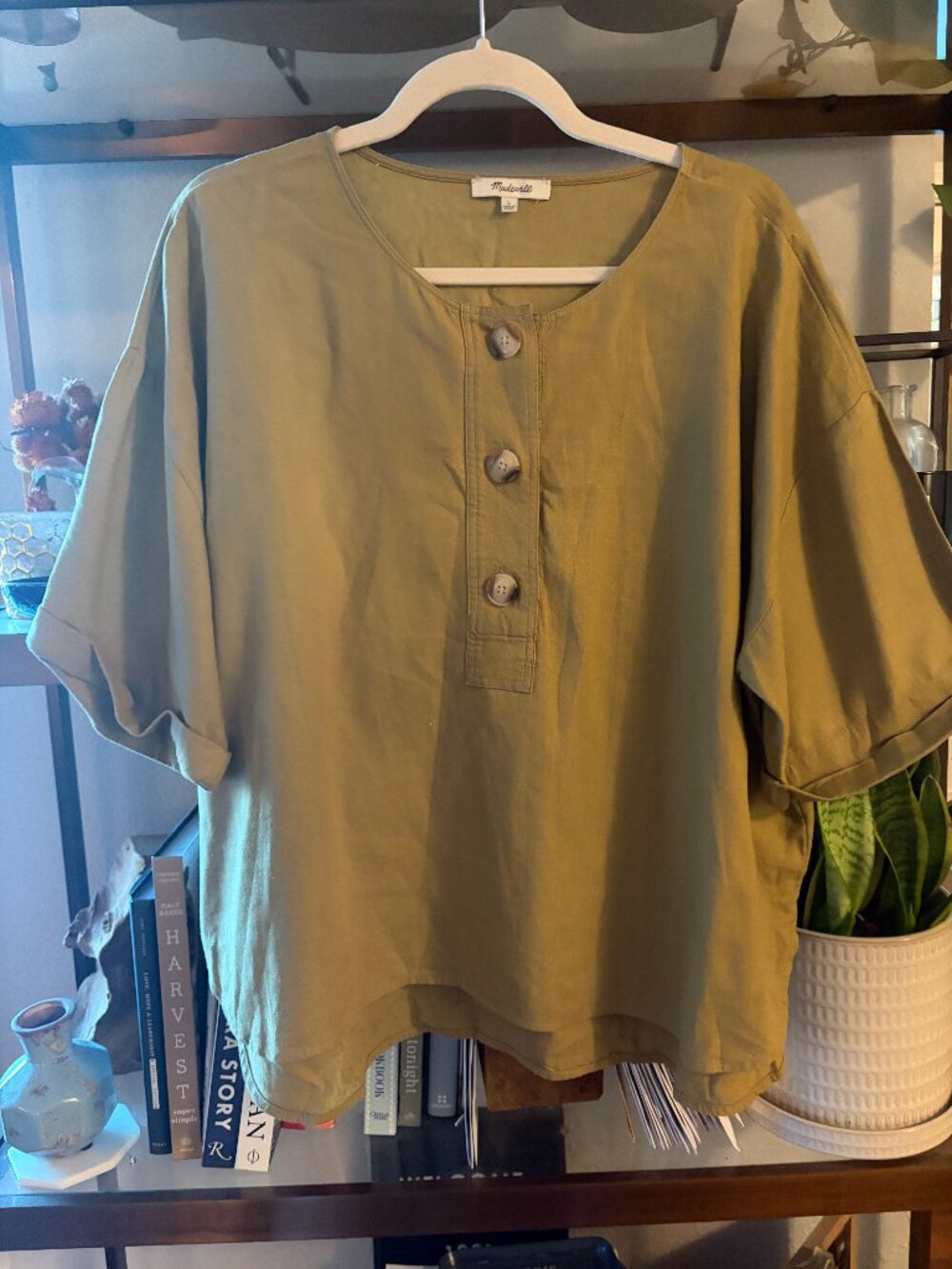 Madewell Linen Blend Button Front Top